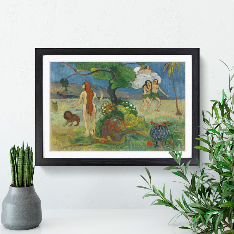 Paradise Lost by Paul Gauguin - Picture Frame Painting, 48cm H x 65cm W x 2cm D, Black Framed