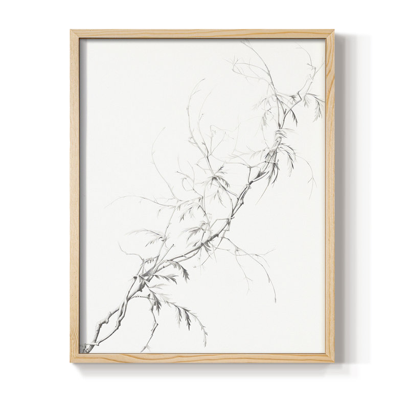 Impression florale rétro encadrée XX - bois massif, Naturel, H 30 po x l 24 po