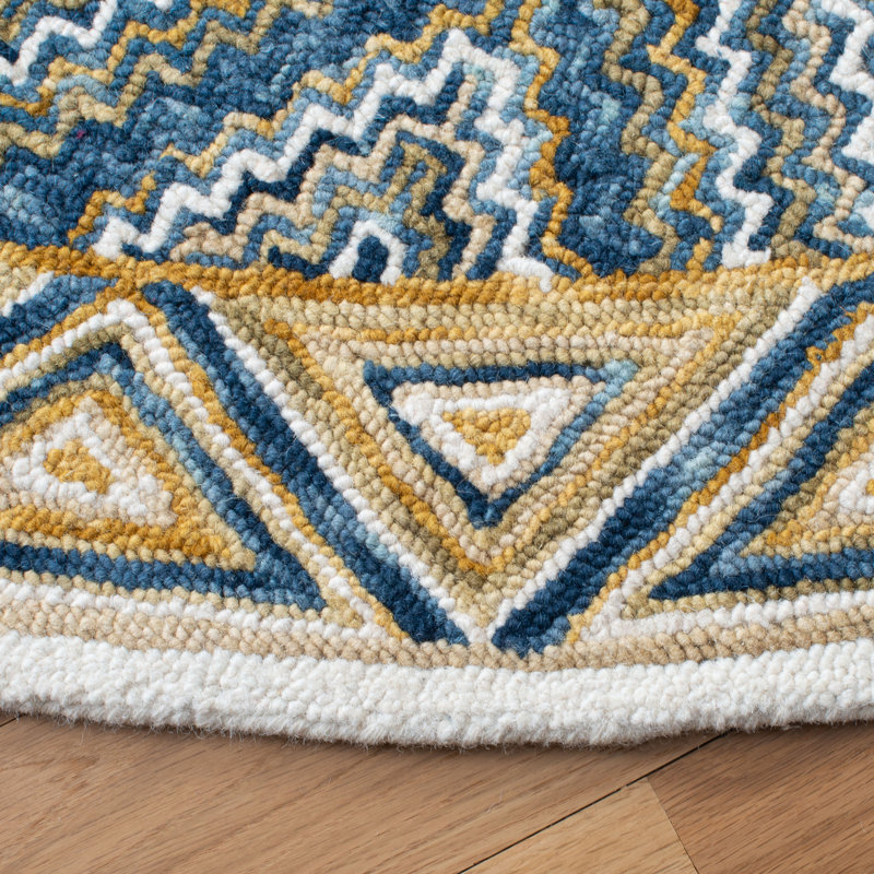 Hand-Tufted Artisan Blue Wool 36" Round Accent Rug