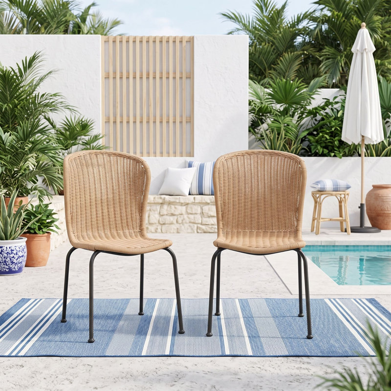 Ensemble de 2 chaises d'extérieur en rotin