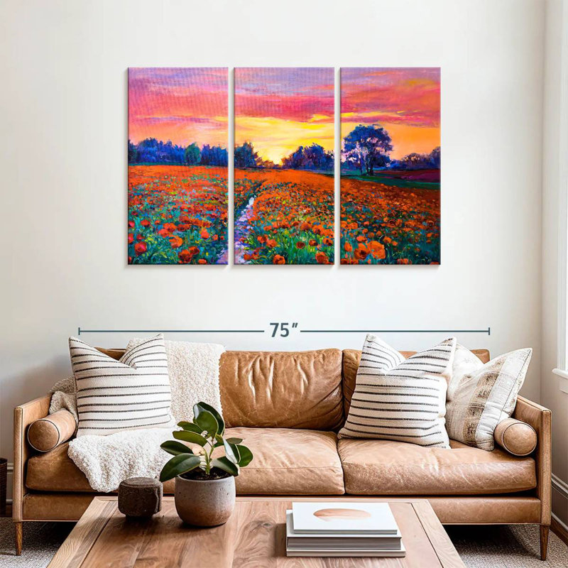 Alvord Red Poppy Flower Field, 36" H x 57" W