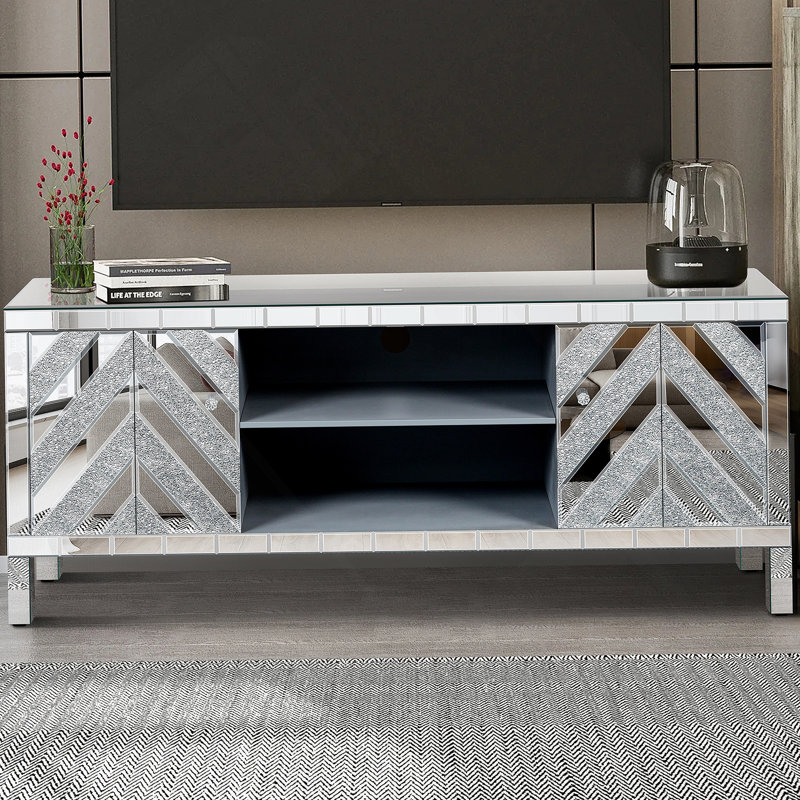 Meuble télé 47 pouces avec portes en verre Diamond