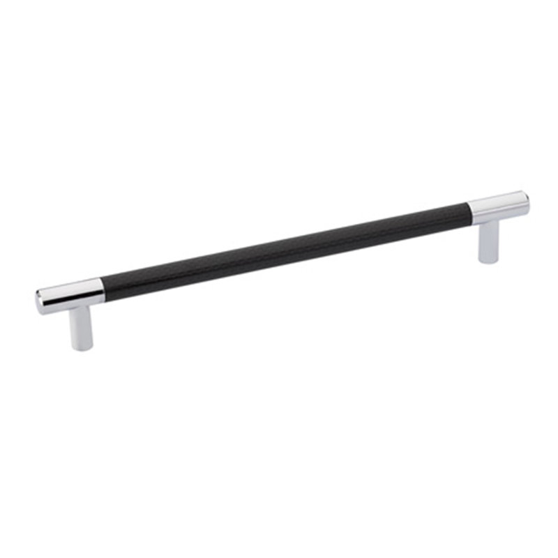 Bar Pull, Fiber Black/Polished Chrome, 12