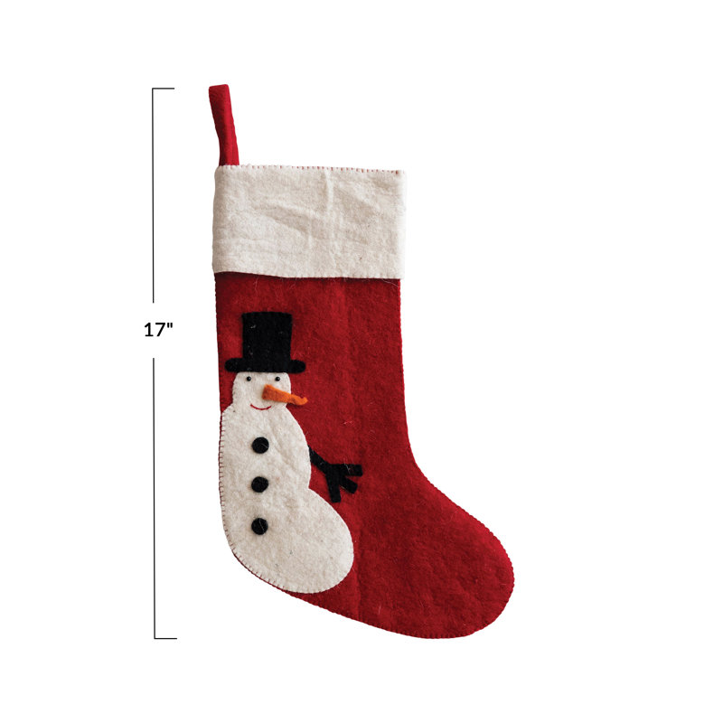 Chaussette de Noël en feutre faite à la main avec bonhomme de neige et broderie
