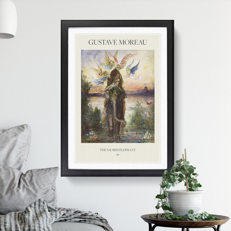 The Sacred Elephant by Gustave Moreau - Picture Frame Painting, 65cm H x 48cm W x 2cm D, Black Framed
