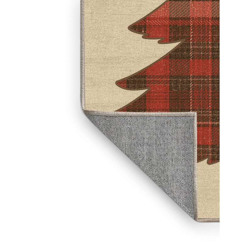 Machine Washable Andrus Christmas Modern & Contemporary Abstract Rug in Beige – Beige Binding, 5x7