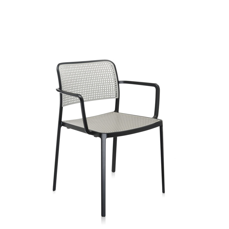 Chaise d'appoint Audrey, Gris clair, Acier peint en noir
