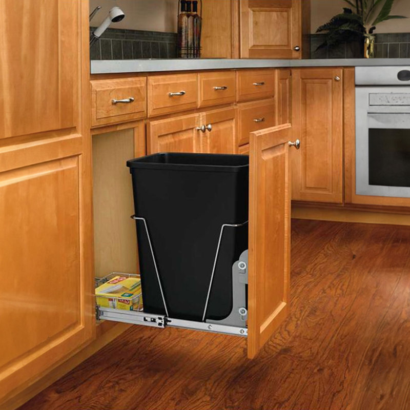 Rev-A-Shelf 35 Qt Plastic Under Sink Trash Can Replacement (2 Pack), Black