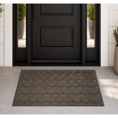 Taupe Geometric All-Season Sturdy Absorbent Non-Slip Rubber Backing Multipurpose Door Mat