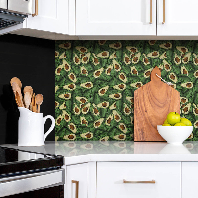 Self Adhesive Vinyl Splashback Wall Panel Sticker Tile Peel Stick 100x50 cm Green avocado