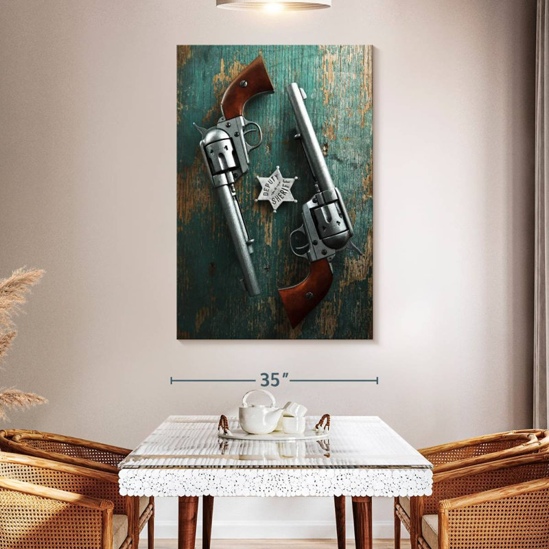 Sheriff Revolvers, 51" H x 34" W