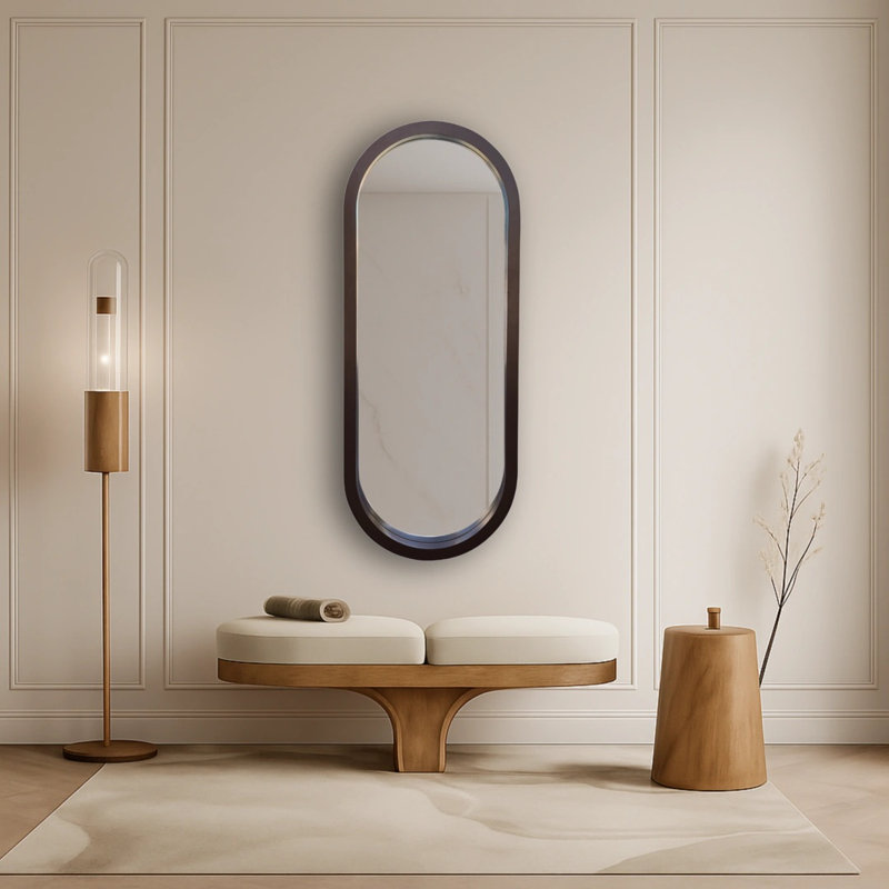 Grand miroir à pilules, 55,1 po x 21,7 po, Brun
