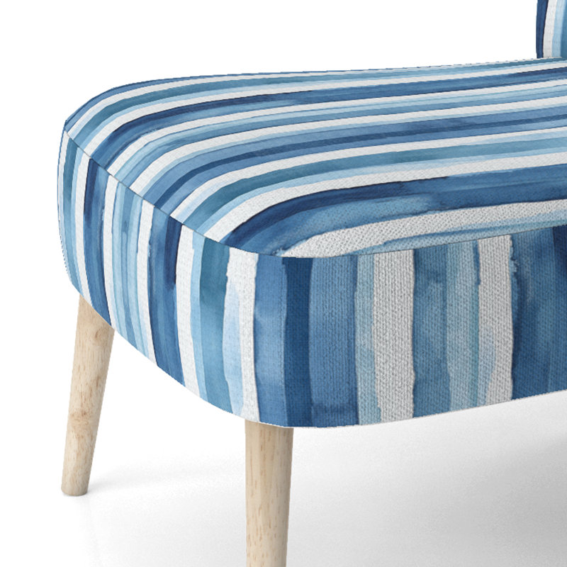 Chaise d'appoint moderne - Chaise d'appoint bleue et blanche à rayures givrées, Chaise d'appoint sans accoudoirs