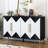 Unique Four-Door Cabinet With Two-Tone Triangular Pattern Doors, Entryway Cabinet-108813487