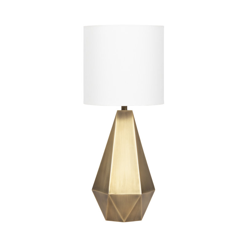 Modern Faceted Bedside Table Lamp, Gold, Metal