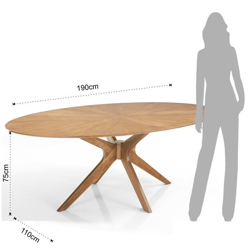 Oak Oval Solid Wood Base Dining Table
