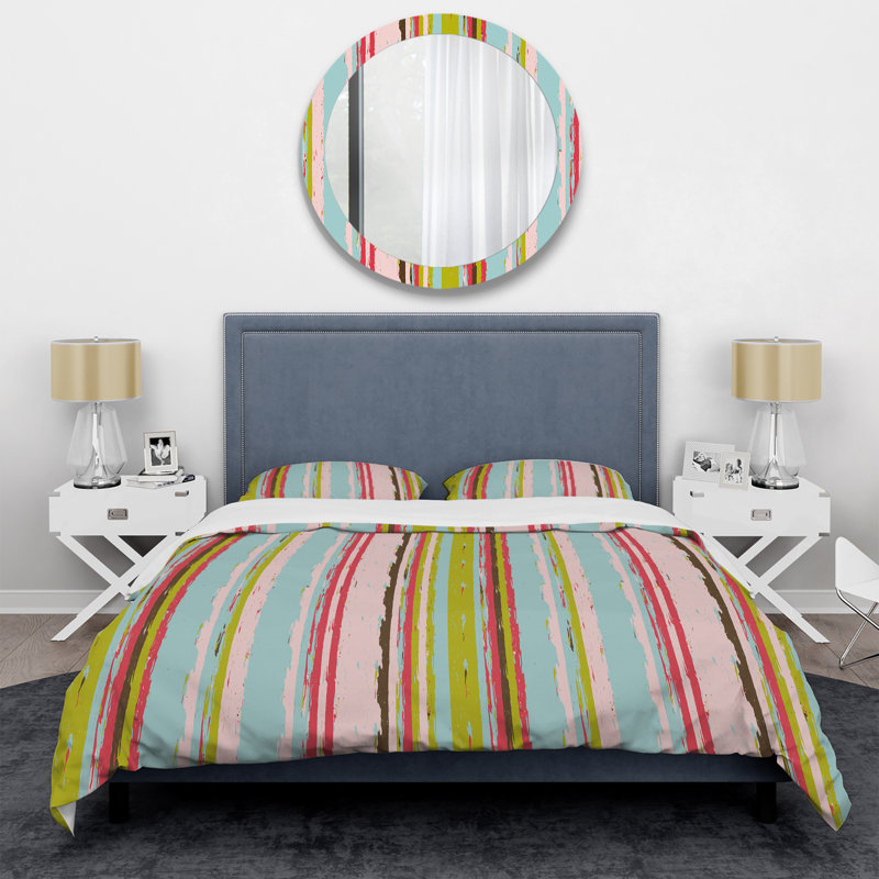 Ensemble de housse de couette en microfibre vert / bleu / rouge 3 pièces, Housse de couette double / grand + 2 taies décora