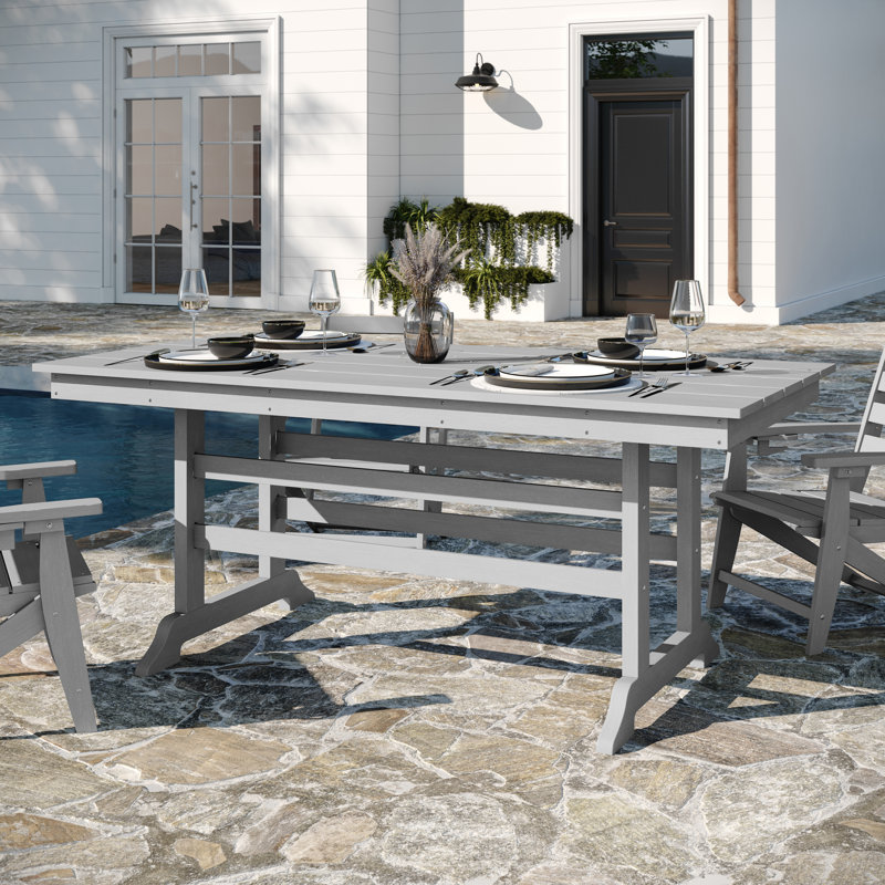 Commercial Grade Indoor/Outdoor Recycled HDPE Adirondack Dining Table, Gray