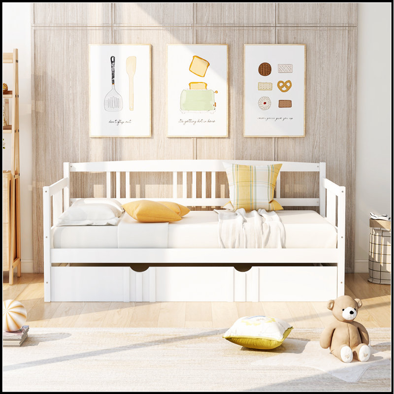 Versatile Daybed Wood Bed with Trundle, Perfect for Guest Rooms and Small Spaces, Combining Durability and Dual Functionality.