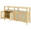 Buffet en placage de bois naturel, 3 réglages de hauteur de la tablette, aucune ouverture par pression, armoire de rangement moderne de style bohémien, placage de frêne, flexibilité, mécanisme, solution