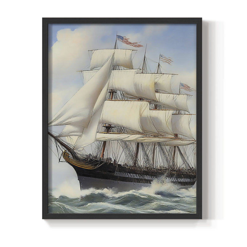 NAUTICAL Series LX, reproduction encadrée - bois massif, Noir, 15" H x 12" W