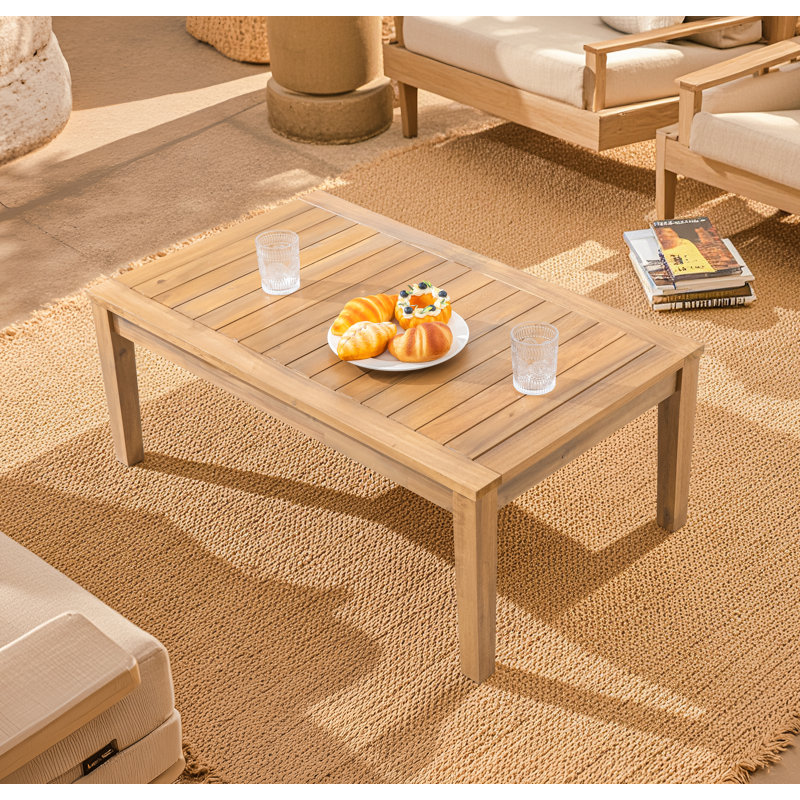 Solid Wood Rectangular Patio Coffee Table, 16.54" H x 35.43" W x 23.62" D