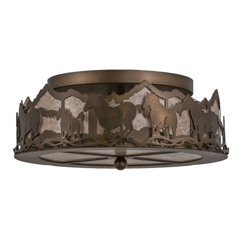Running Horses 3 - Light Flush Mount