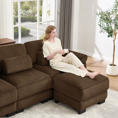 Canapé d'angle modulaire en forme de U Cloud Couch 4 places de 132,3 pouces avec 2 poufs