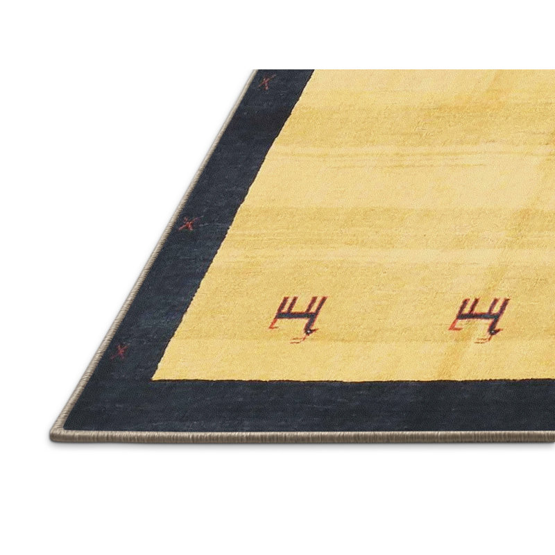 Tapis beige/noir contemporain, Rectangle 6 pi x 9 pi
