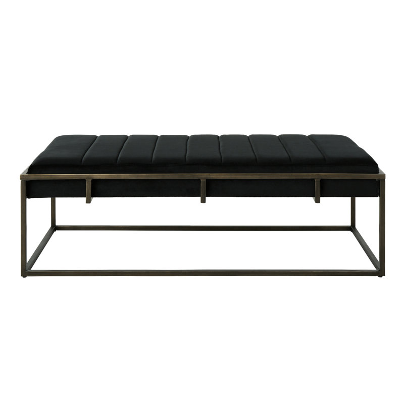 Banc rembourré en velours noir Modern, Noir