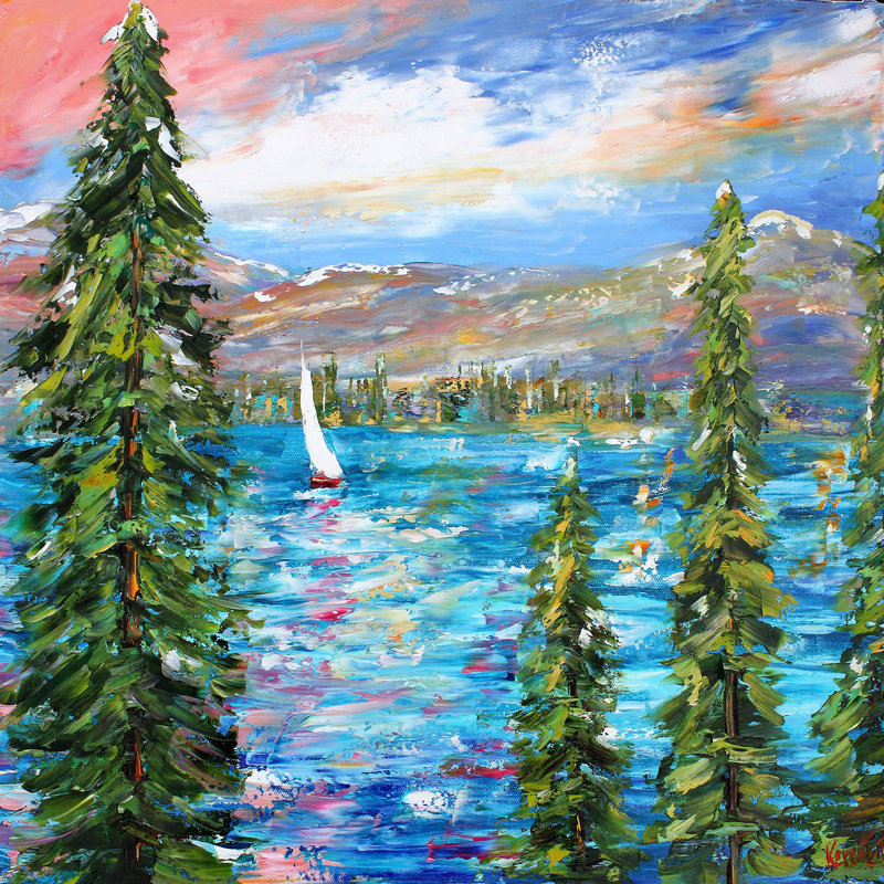Ensemble de housse de couette en microfibre DiaNoche par Karen Tarlton - Lake Tahoe Sunset