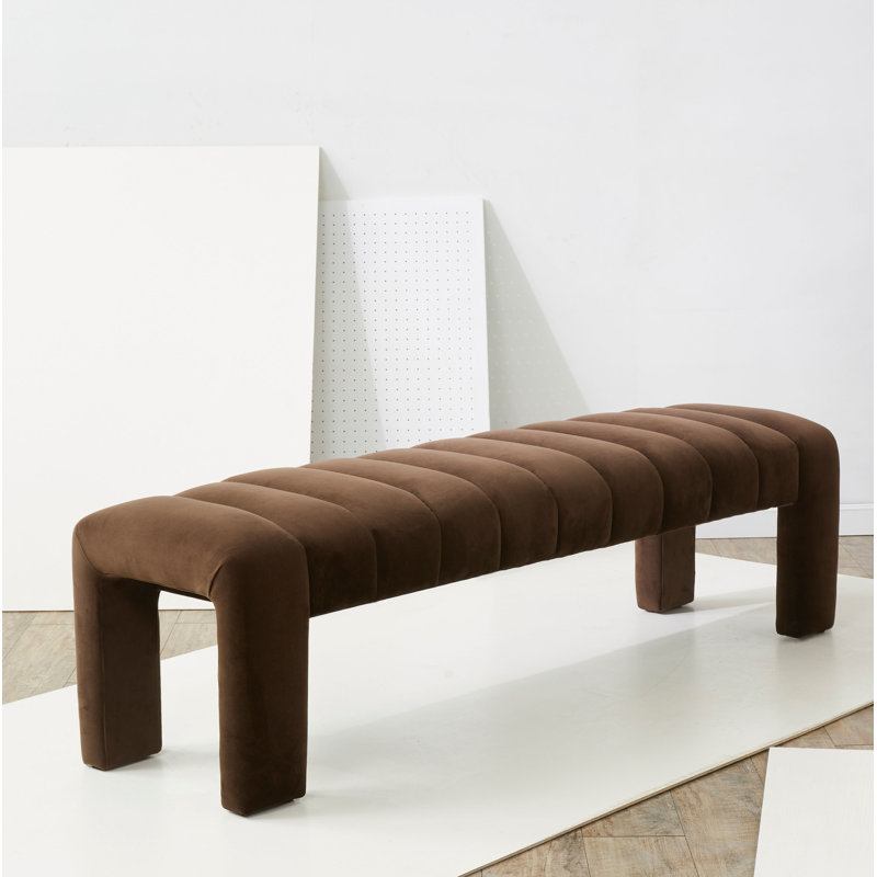 Bellisima Upholstered Bench, Dark Brown Velvet