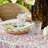 Round Tablecloth - Pink and Green Floral pattern-108347023