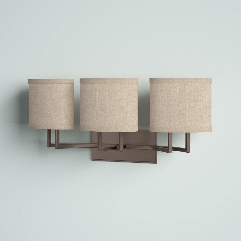 Addyson 3 - Light Dimmable Vanity Light, Hazel Bronze / Khaki Fabric