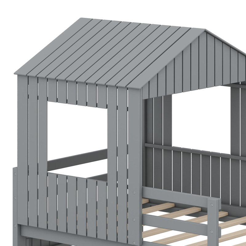 Lit superposé en bois, Gris