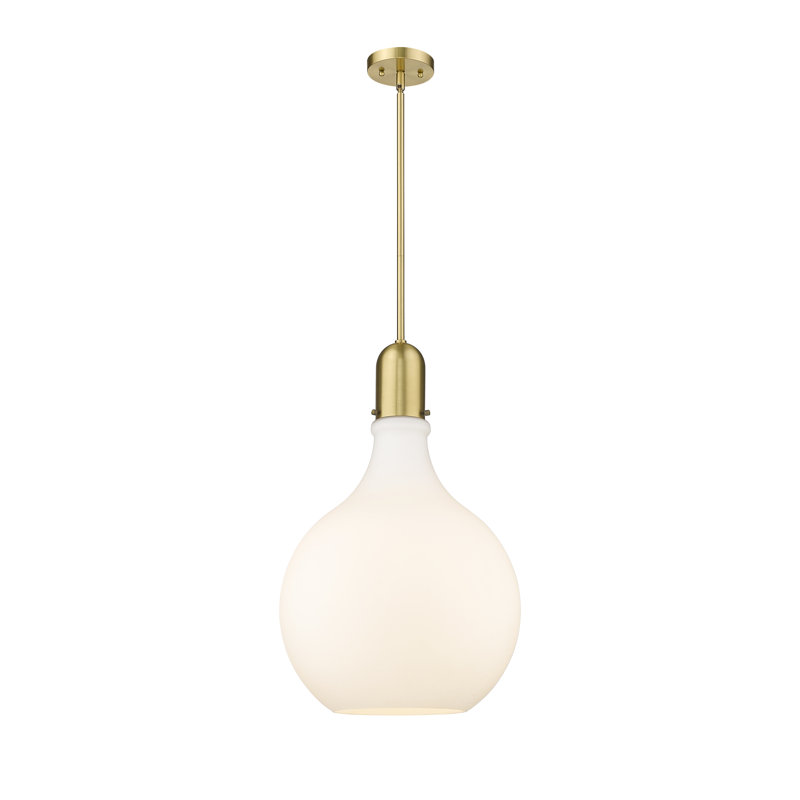 Luminaire suspendu sphère 1 lumière Krier, Blanc mat, H 57,75 po x l 15,75 po x P 15,75 po, Or satiné