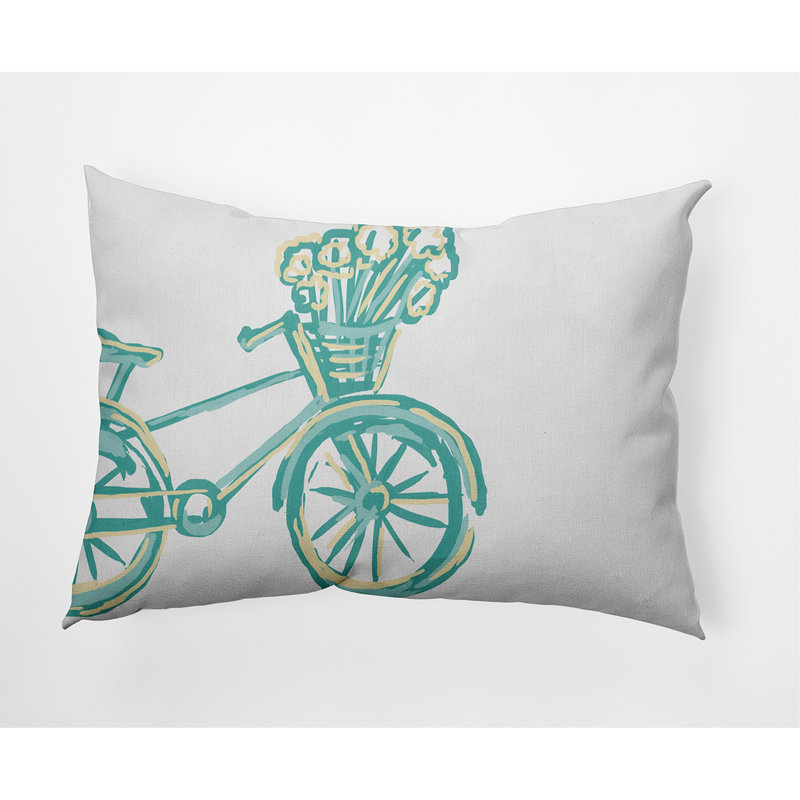 Bicicleta Outdoor Reversible Throw Pillow, 14" x 20", Jade
