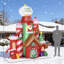 Château gonflable de Noël de 10 pi avec lumières rotatives et décoration extérieure durable pour les fêtes