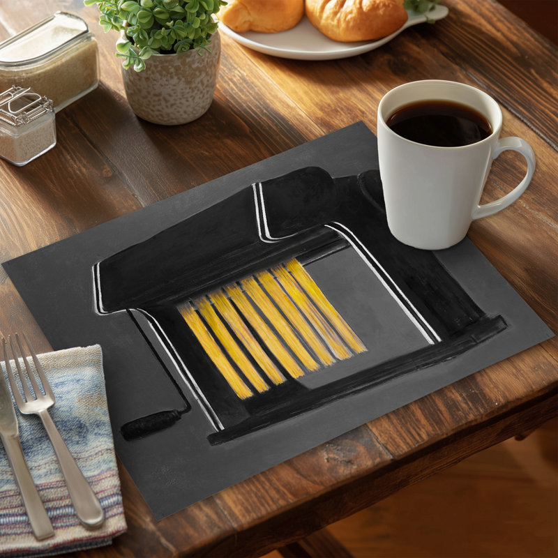 Modern Gray Polyester Placemat | Fresh Pasta Machine Decor