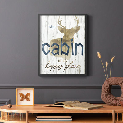 «Happy Place», reproduction encadrée en bois massif
