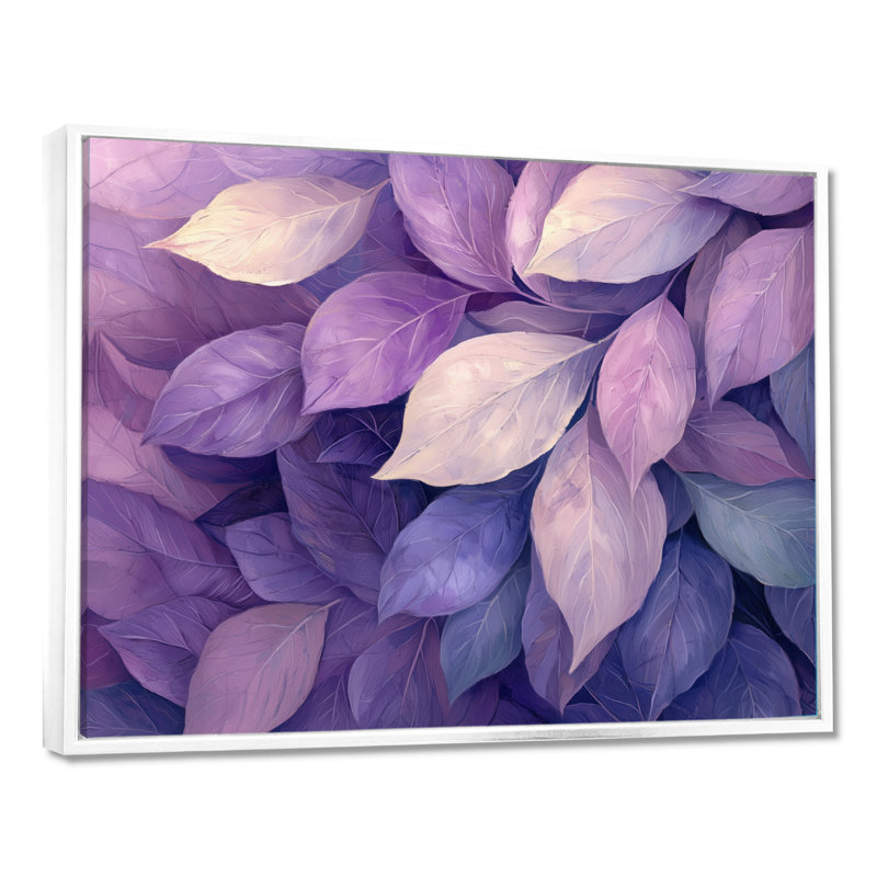 Toile lilas avec auvent de la forêt II - feuilles, art mural sur toile, H 12 po x l 20 po, Impression encadrée flottante
