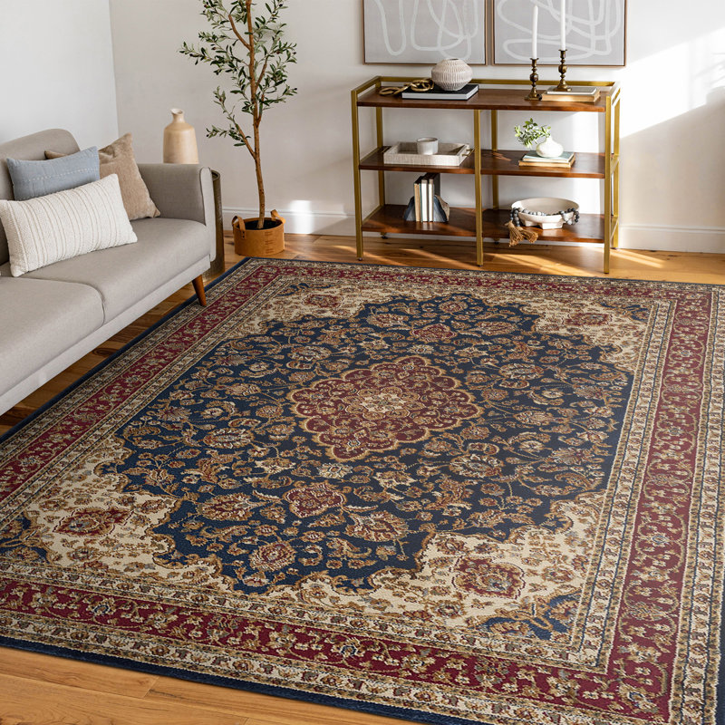 Tapis oriental bleu marine / rouge / beige Ceniceros, Rectangle 7 pi 10 po x 10 pi 3 po