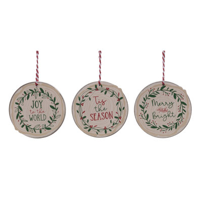  MDF Holiday Woodland Ornament Set of 3 Christmas Home Decorations