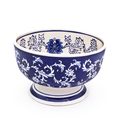 Blue Garden 8.25-Inch Lotus Footed Bowl