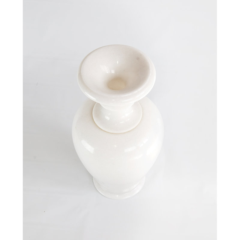 17.75" Marble Table Vase, Makrana White