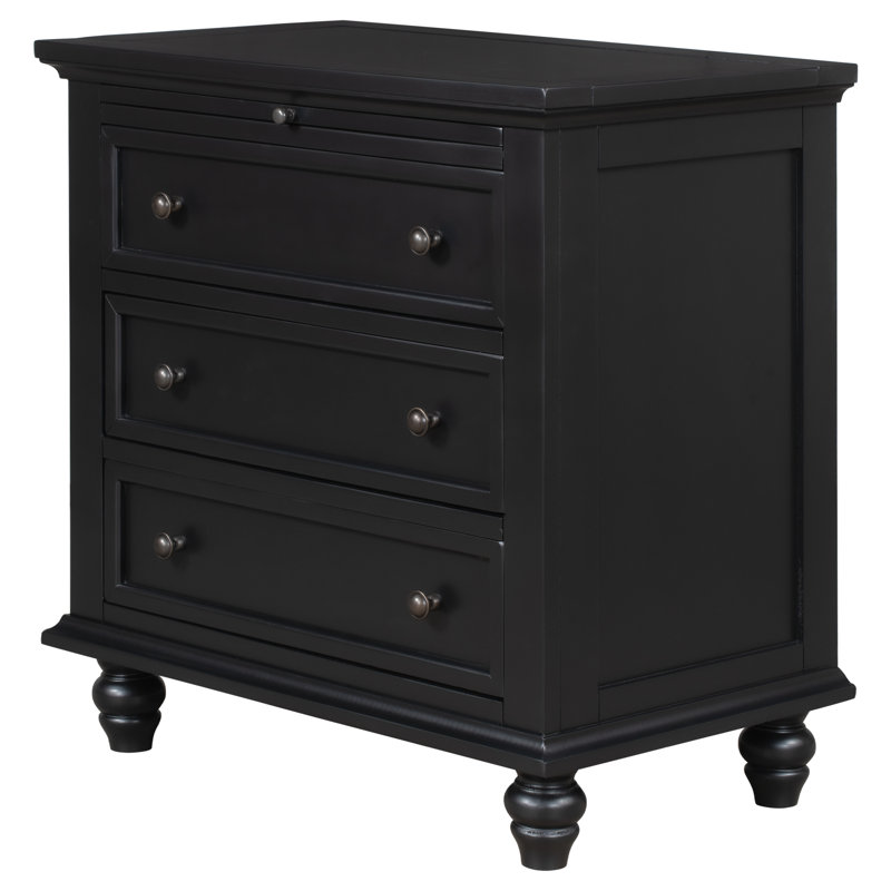  3-Drawer Storage Wood Cabinet, End Table with Pull Out Tray, Ideal for Living Rooms or Bedrooms, Offering Compact and Practical Storage Solutions