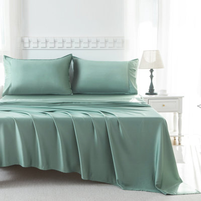 Rayon From Bamboo Sheet Set 400TC Sateen Bedding with Deep Pocket Fitted Sheet
