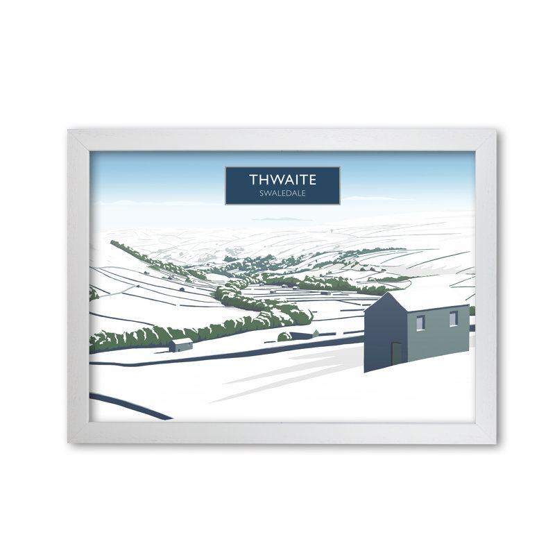 Thwaite In Snow by Richard O'Neill - Single Picture Frame Print, White, 21 cm H x 297 cm W