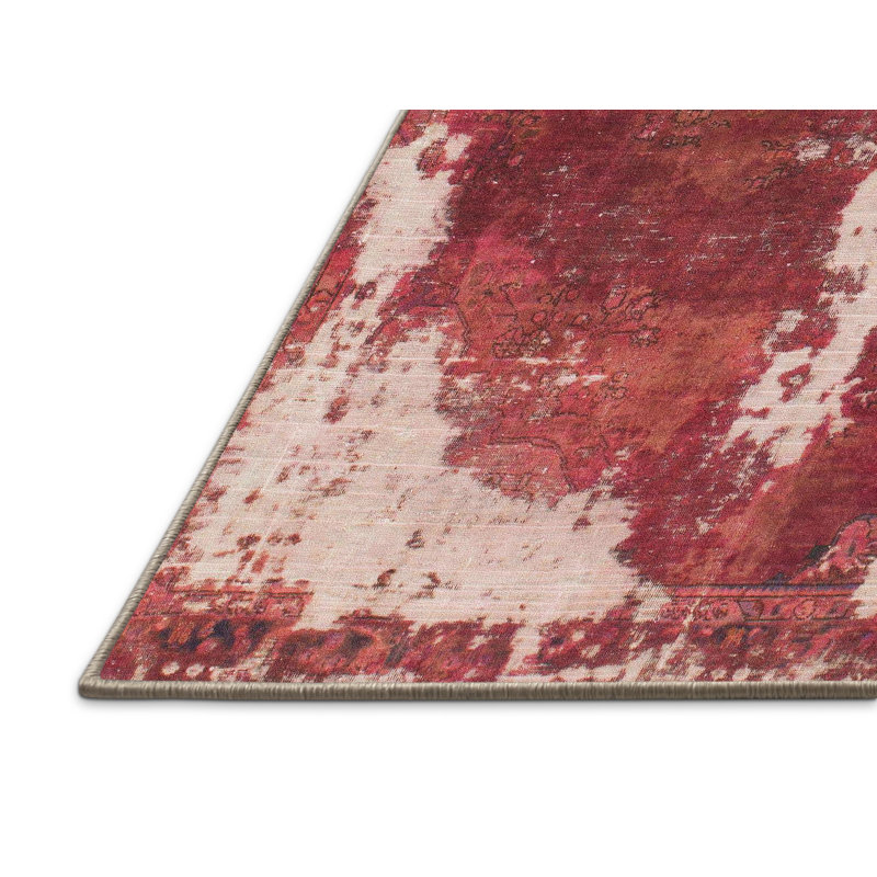 Tapis rouge en laine Power Loom, Tapis de couloir 2 pi x 5 pi
