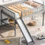 Lit mezzanine bas gris avec glissade, rendant la chambre à coucher plus agréable à glisser-398235264-398235270